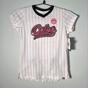 Cubs Kids White and Red Striped Cotton Shirt Size M (7/8)